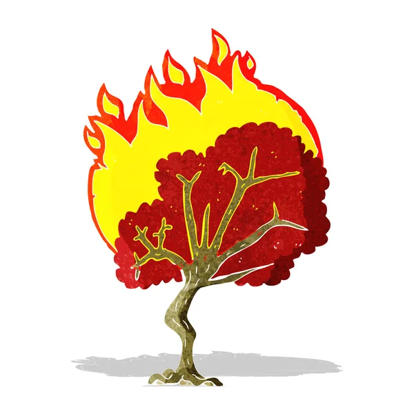 Cartoon brandende boom — Stockvector