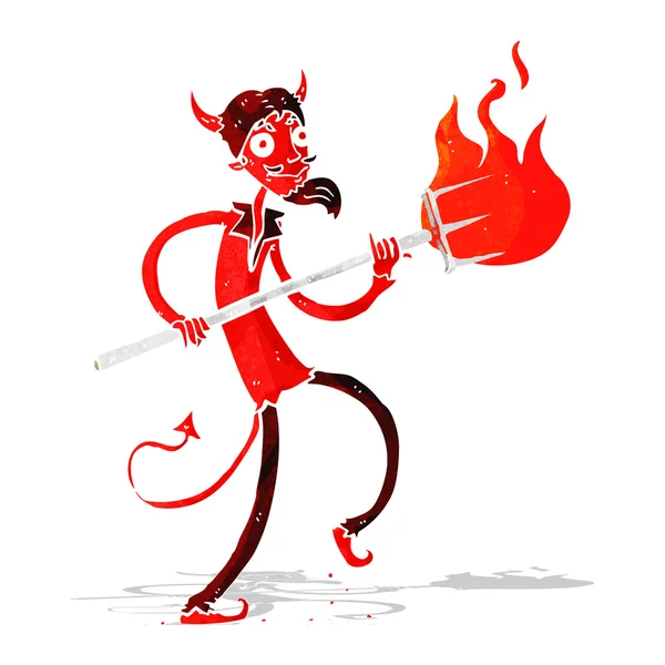 Cartoon-Teufel mit Mistgabel — Stockvektor