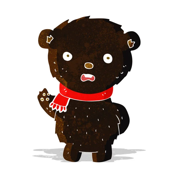 Kartun beruang hitam memakai syal - Stok Vektor