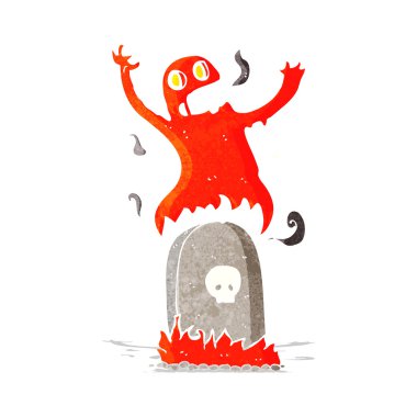 Karikatür hayaleti mezarından çıkıyor.