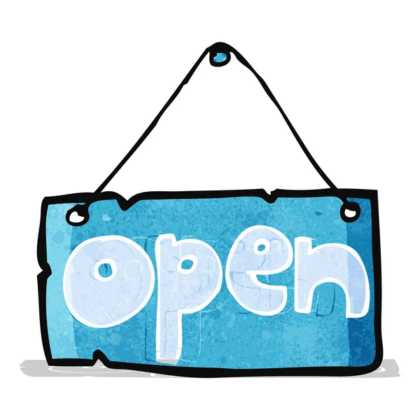 Signe de magasin ouvert de dessin animé — Image vectorielle