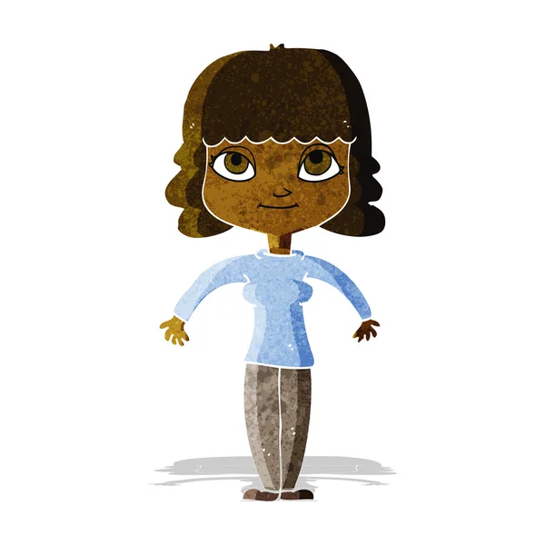 Cartoon vrouw shrugging schouders — Stockvector