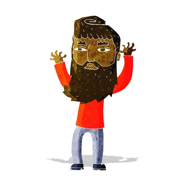 Hombre barbudo de dibujos animados agitando brazos — Vector de stock