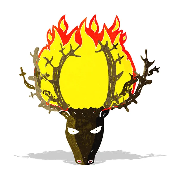 Cartoon stag head fire symbol — Stock Vector