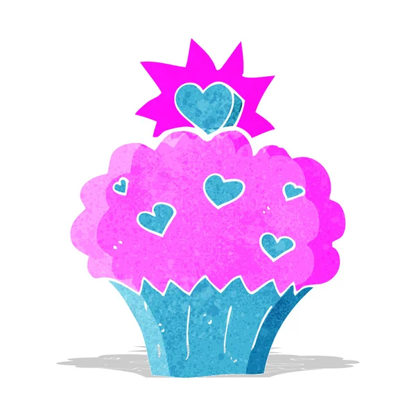 Cartoon love heart cupcake — Stock Vector