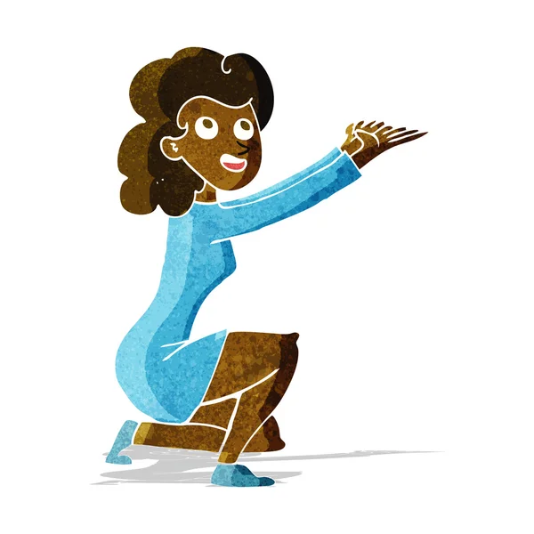 Desene animate femeie prezentare gest — Vector de stoc