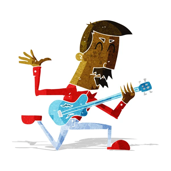 Karikaturist spielt E-Gitarre — Stockvektor