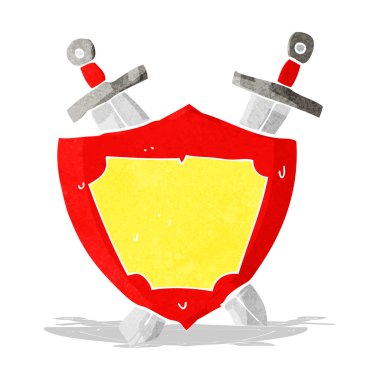 çizgi film kalkanı ve kılıçlar