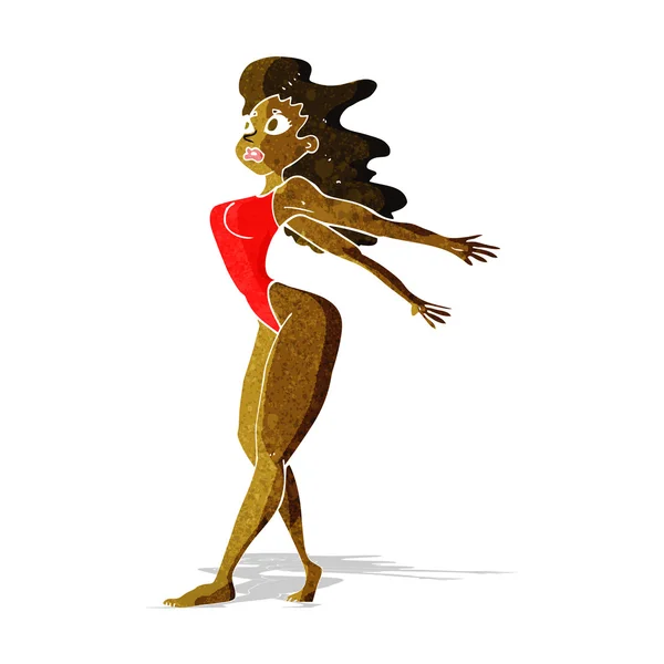 Dessin animé femme sexy en maillot de bain — Image vectorielle
