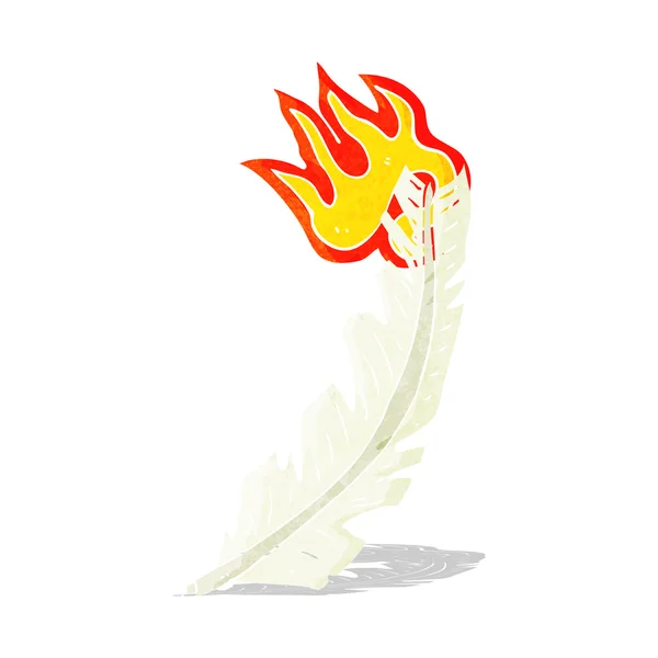 Cartoon burning feather — Stock Vector