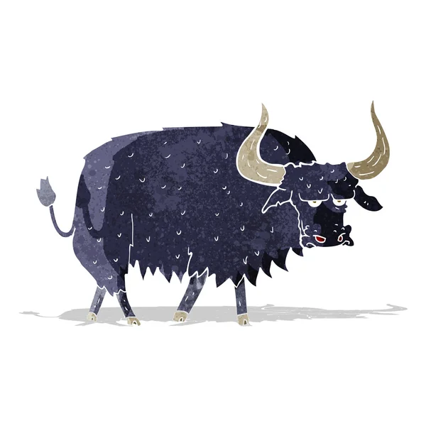 Desenho animado irritado boi peludo — Vetor de Stock