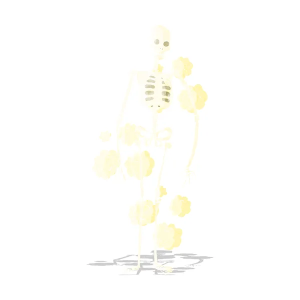 Cartone animato vecchio scheletro polveroso — Vettoriale Stock