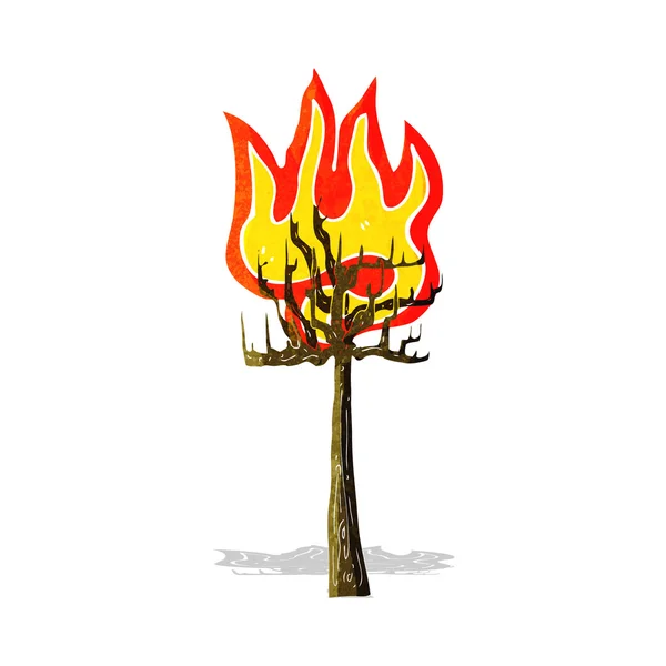 Árbol de dibujos animados en llamas — Vector de stock