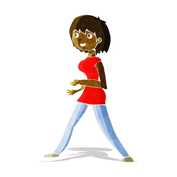 Cartoon woman walking — Stock Vector