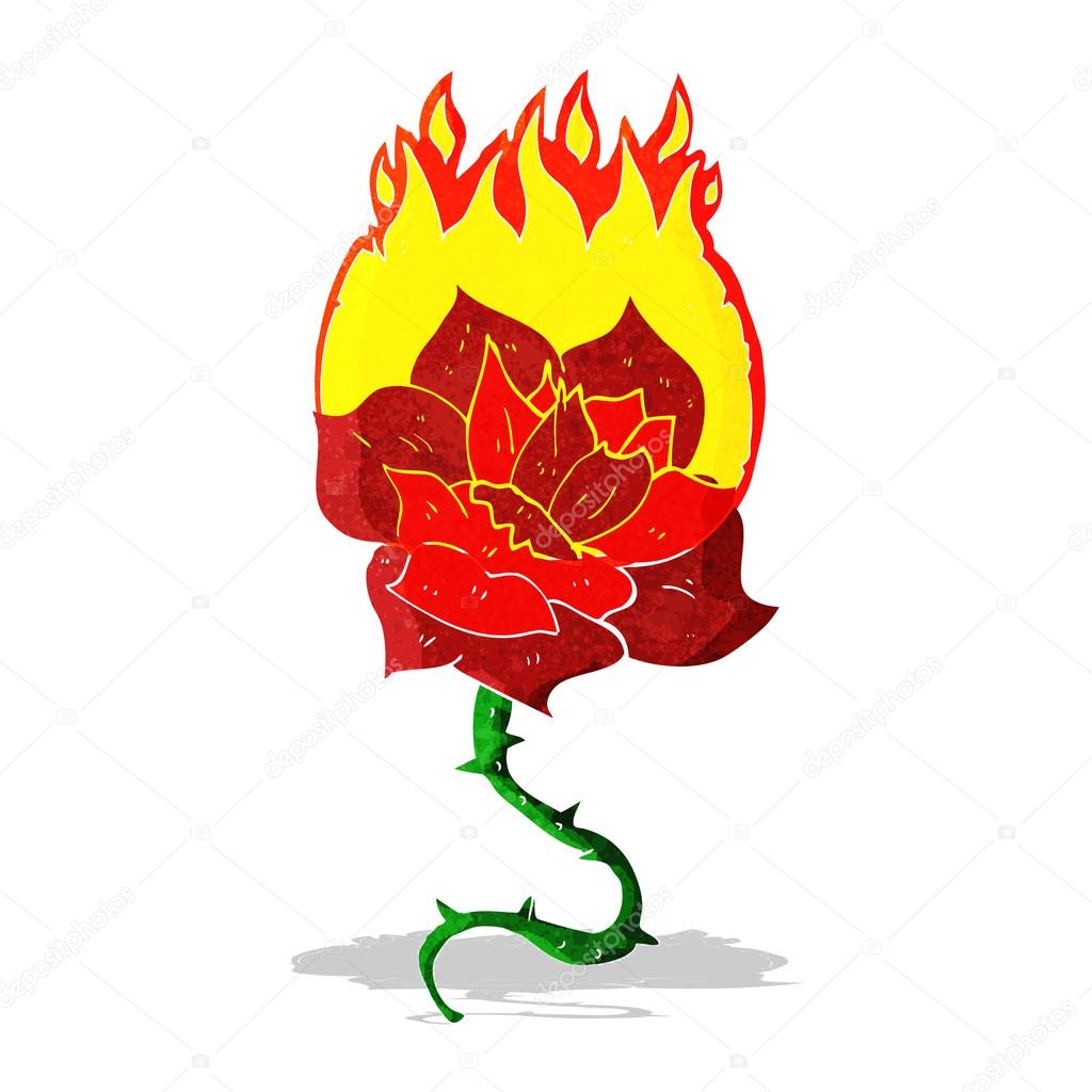 Cartoon Flammende Rose Tätowierung — Stockvektor © lineartestpilot
