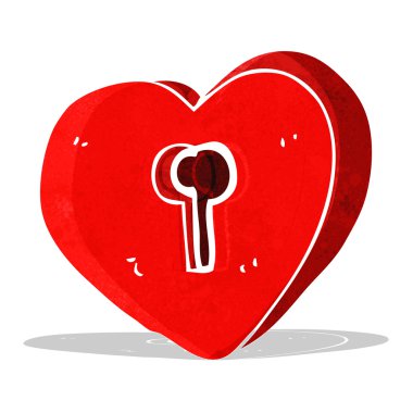 anahtar delikli karikatür kalp