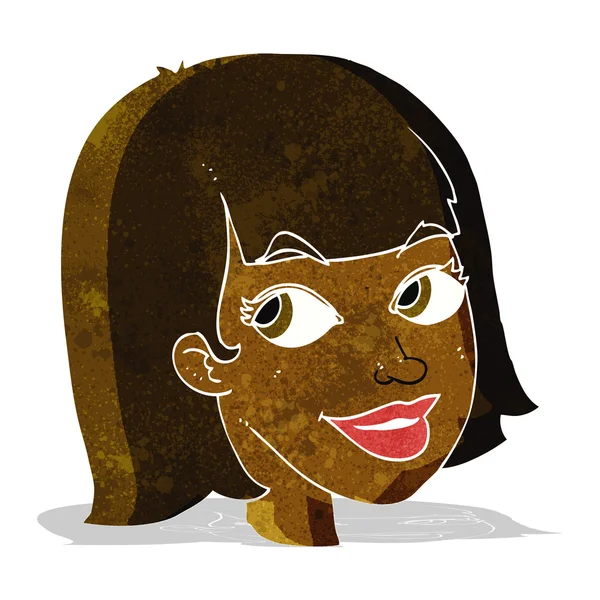 卡通人物快乐的女性脸 — 图库矢量图片