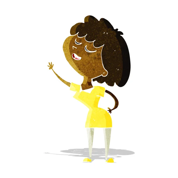 Cartone animato donna felice in procinto di parlare — Vettoriale Stock