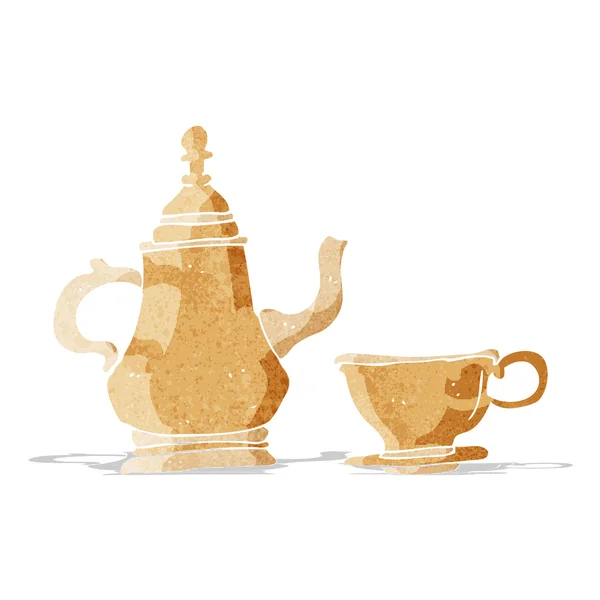 卡通咖啡壶和杯子 — 图库矢量图片