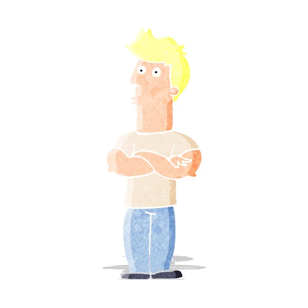Dessin animé homme avec les bras croisés — Image vectorielle