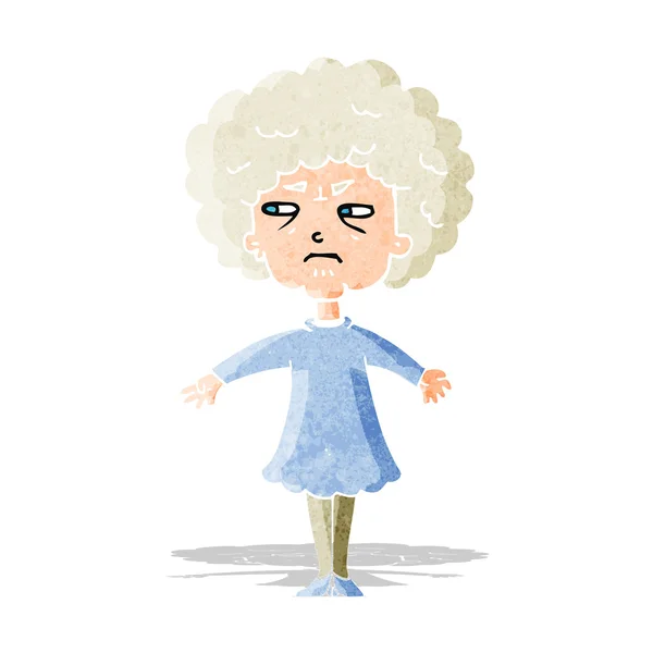 Dessin animé amère vieille femme — Image vectorielle