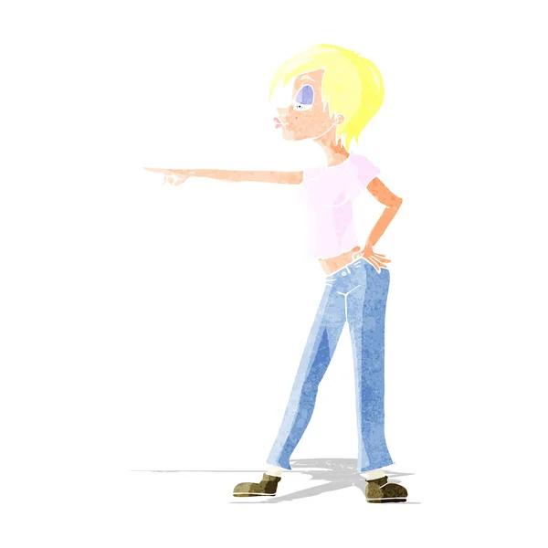 Cartoon kvinna som pekar — Stock vektor