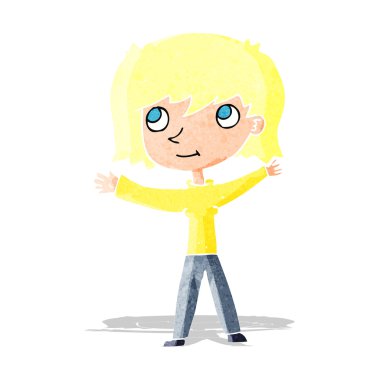 karikatür mutlu kız