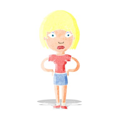 karikatür endişeli kadın