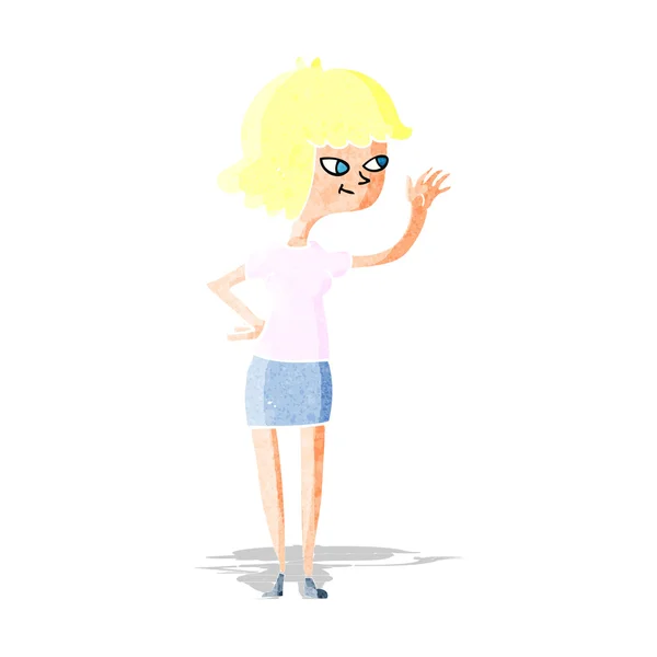 Dibujos animados amigable chica saludando — Archivo Imágenes Vectoriales
