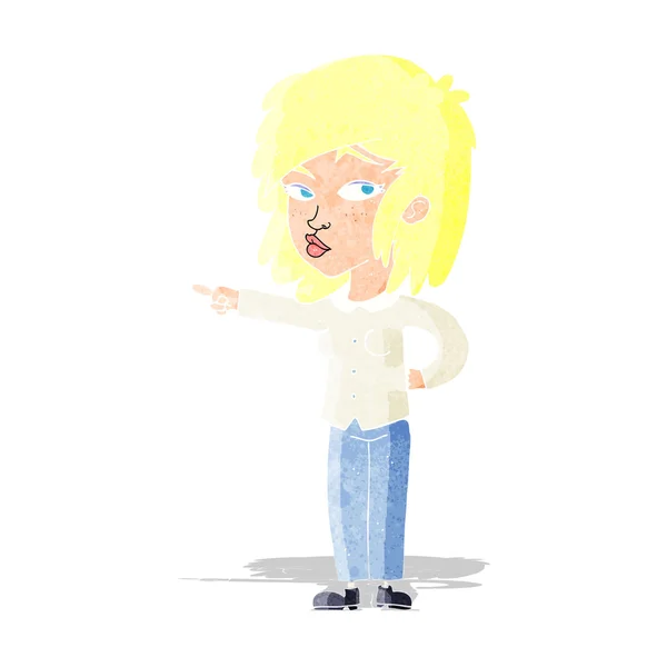 Mujer de dibujos animados señalando — Archivo Imágenes Vectoriales