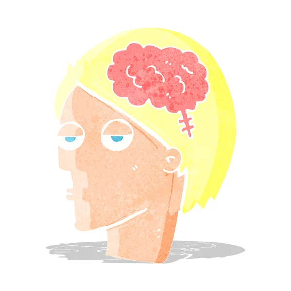 Testa del fumetto con il simbolo del cervello — Vettoriale Stock