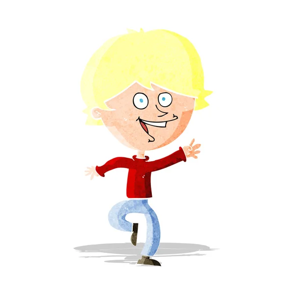 Karikatur glücklich winkender Junge — Stockvektor