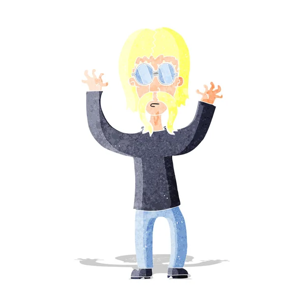 Cartoon hippie man waving arms — Stock Vector