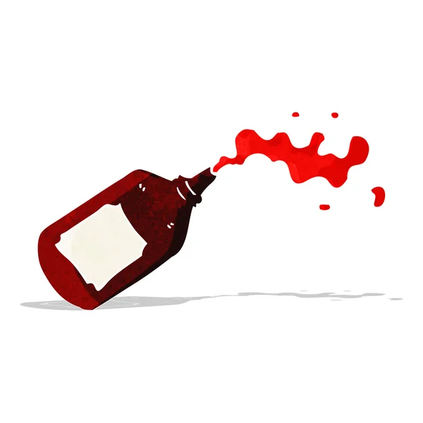 Desenho animado esguichando garrafa de sangue — Vetor de Stock