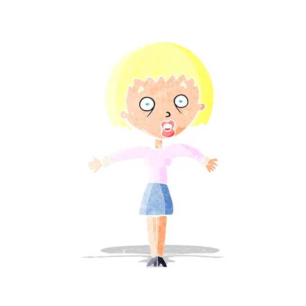 Cartoon vrouw shrugging schouders — Stockvector