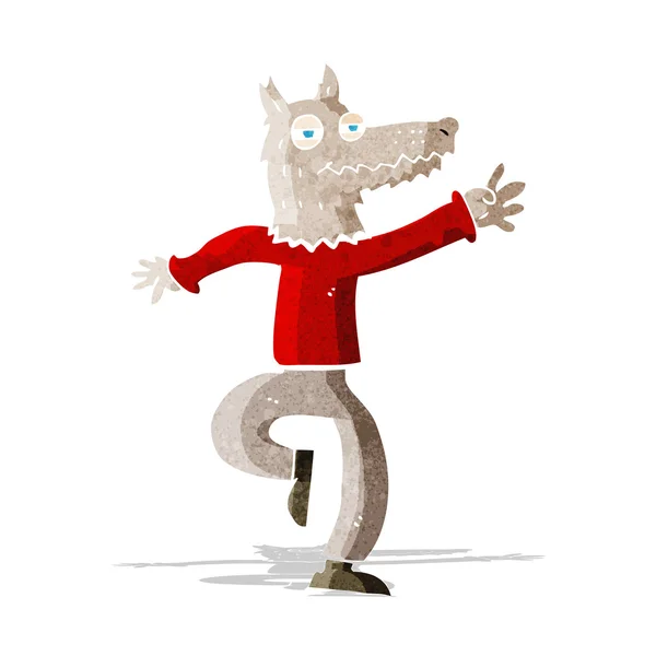 Desenho animado homem lobo feliz — Vetor de Stock