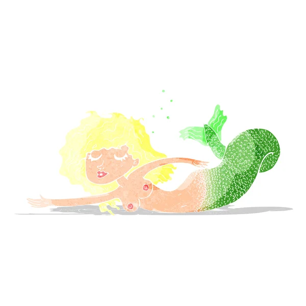 Dibujos animados sirena en topless — Vector de stock