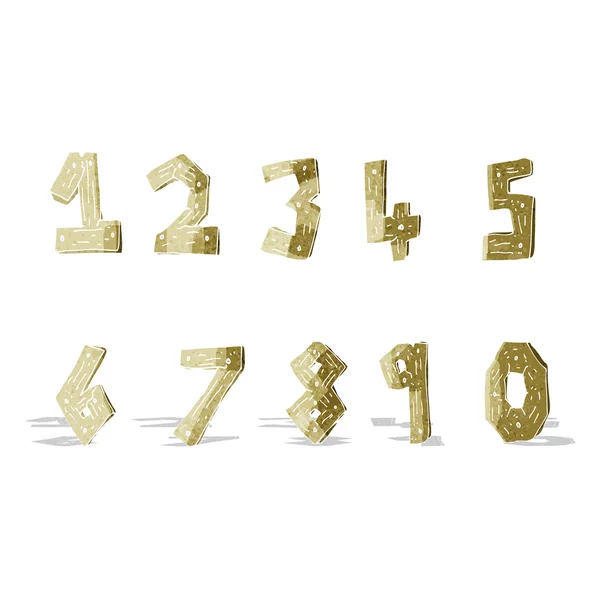 Деревянные числа — стоковый вектор