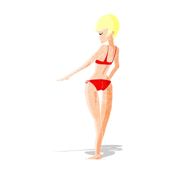 Cartoon bikini vrouw — Stockvector