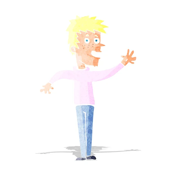 Dibujos animados niño feliz saludando — Vector de stock