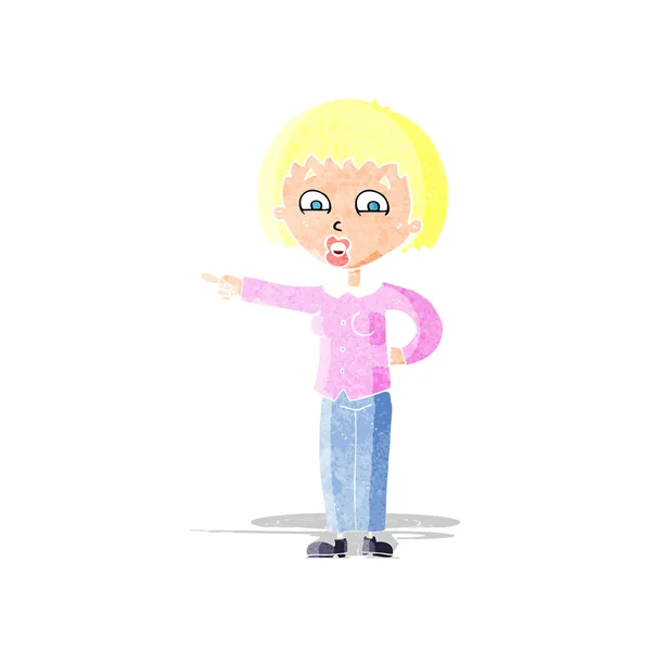 Cartoon pointing woman — Stock Vector