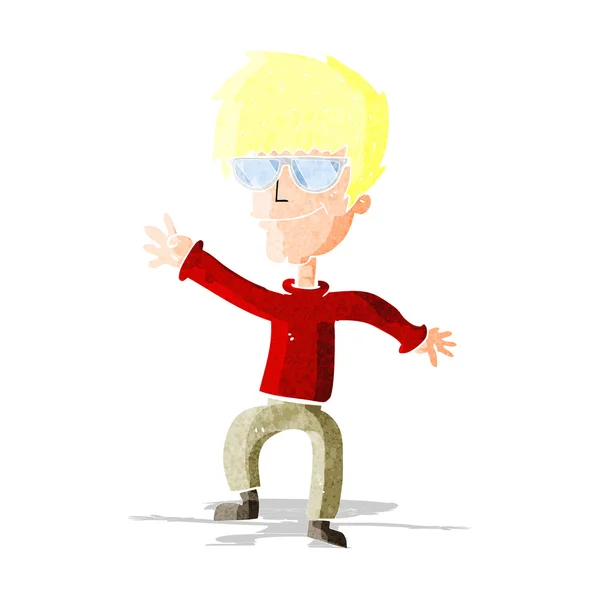 Cartoon viftande cool kille — Stock vektor