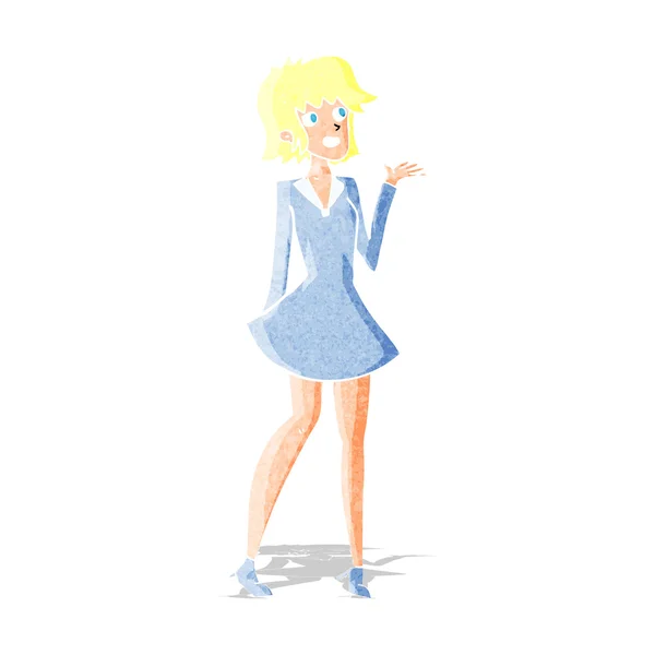 Dibujos animados mujer bonita en vestido — Vector de stock