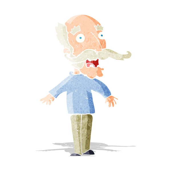 Cartoon old man gasping in surprise — Stock Vector