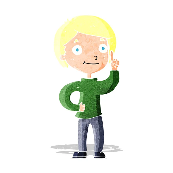 Cartoon boy with idea — Stock Vector