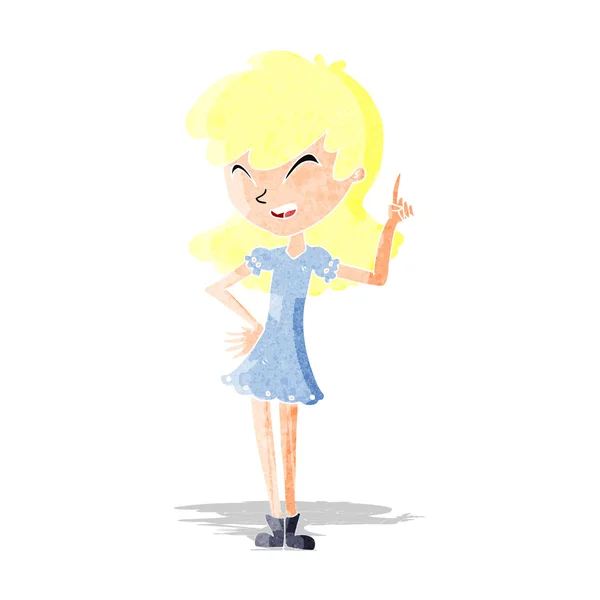 Chica de dibujos animados haciendo punto — Vector de stock