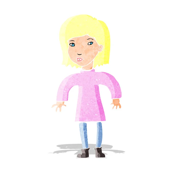 Cartoon voorzichtig vrouw — Stockvector