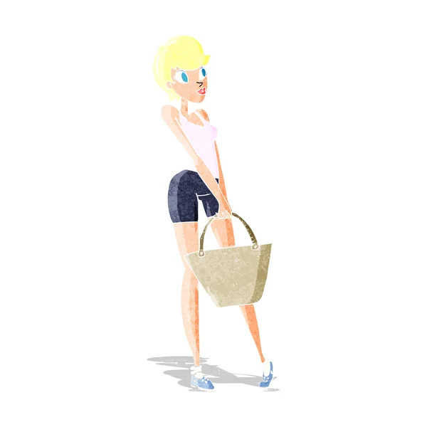 Cartoon attractive woman shopping — Stock Vector