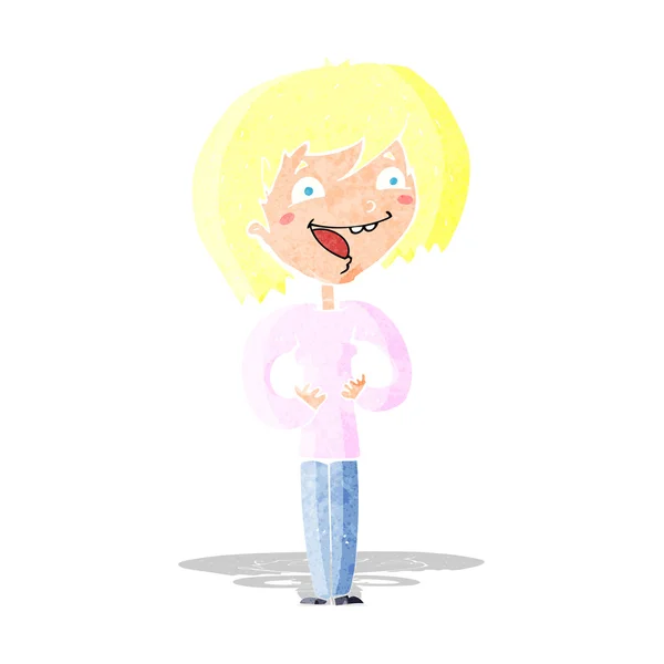 Cartoon excited woman — Stock Vector