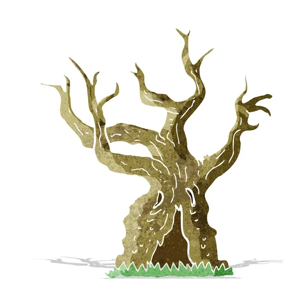 Dessin animé vieil arbre effrayant — Image vectorielle